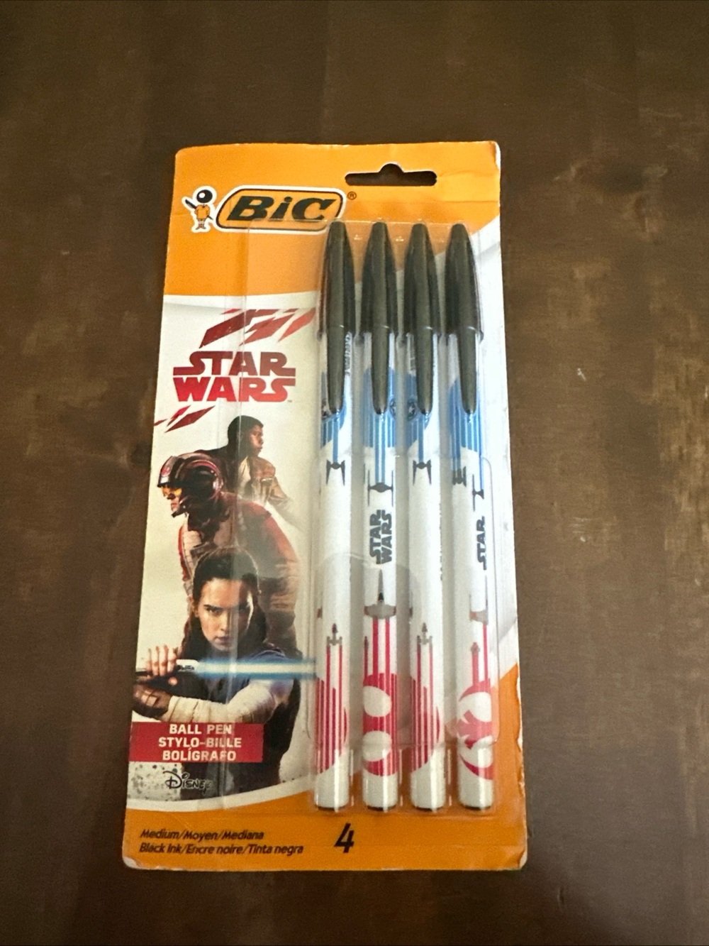Bic Star Wars Ballpoint Pens 4 Pack Black Ink Medium Point New 2018